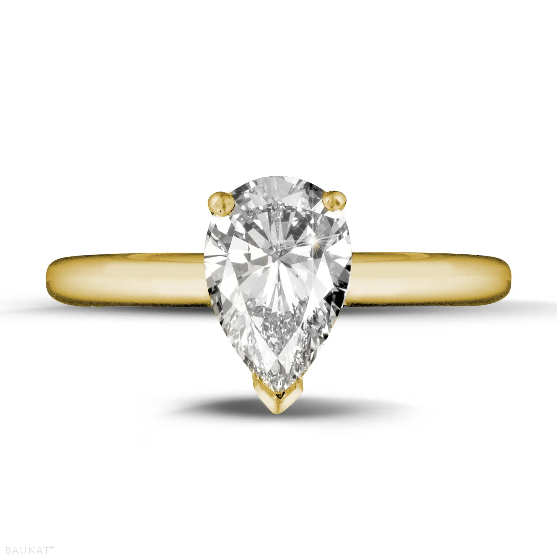 1.50 quilates anillo solitario en oro amarillo con diamante en forma de pera 