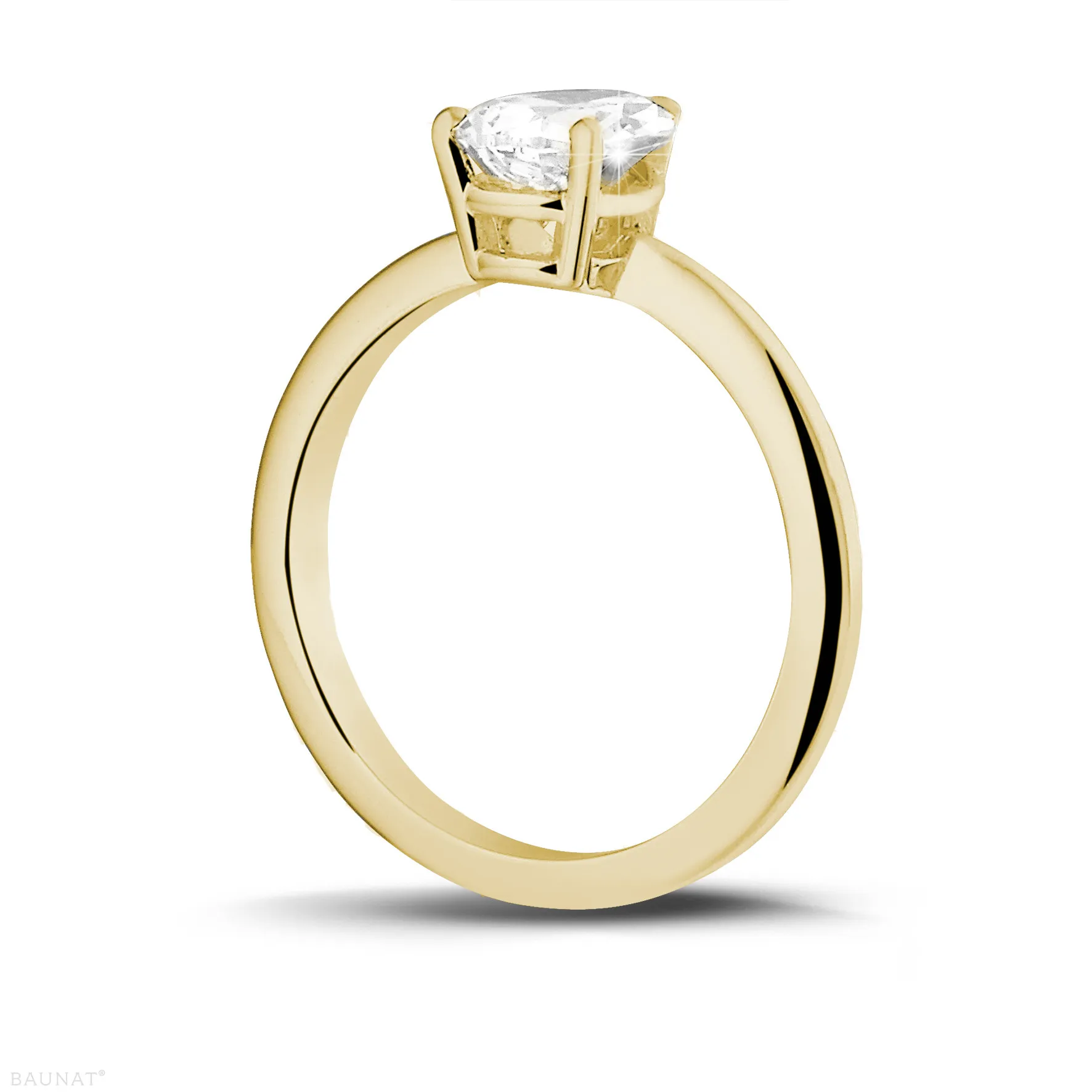 1.50 quilates anillo solitario en oro amarillo con diamante en forma de pera 