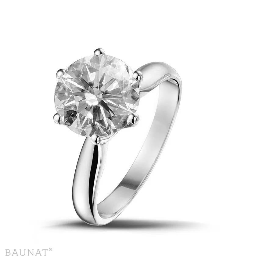 3.00 QUILATES ANILLO SOLITARIO DE ORO BLANCO CON DIAMANTE REDONDO DE CALIDAD EXCEPCIONAL (DIFEXNONE FLUORESCENCIAGIA CERTIFI