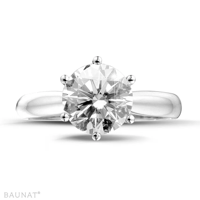 3.00 QUILATES ANILLO SOLITARIO DE ORO BLANCO CON DIAMANTE REDONDO DE CALIDAD EXCEPCIONAL (DIFEXNONE FLUORESCENCIAGIA CERTIFI
