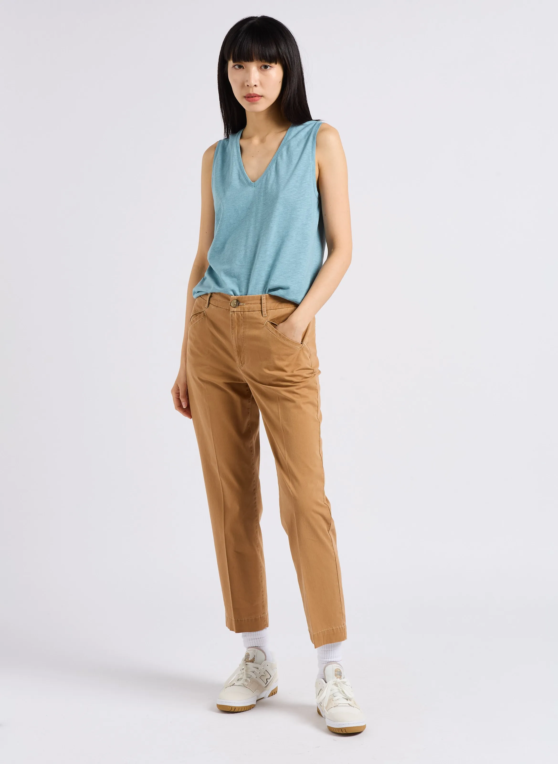 ADEMAR  PANTALóN PITILLO DE MEZCLA DE ALGODóN EN MARRON