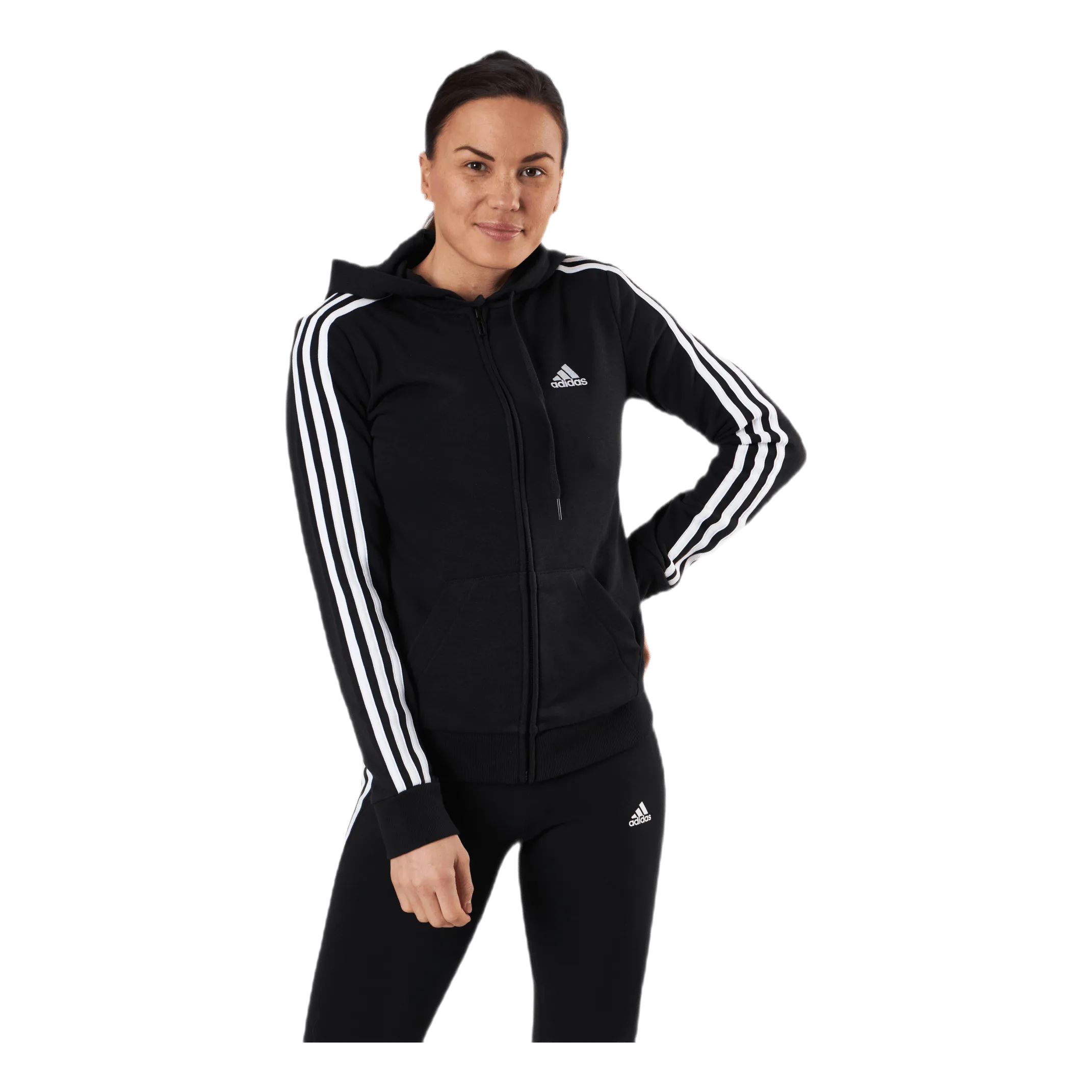 ADIDAS ESSENTIALS FULLZIP HOODIE BLACK / WHITE