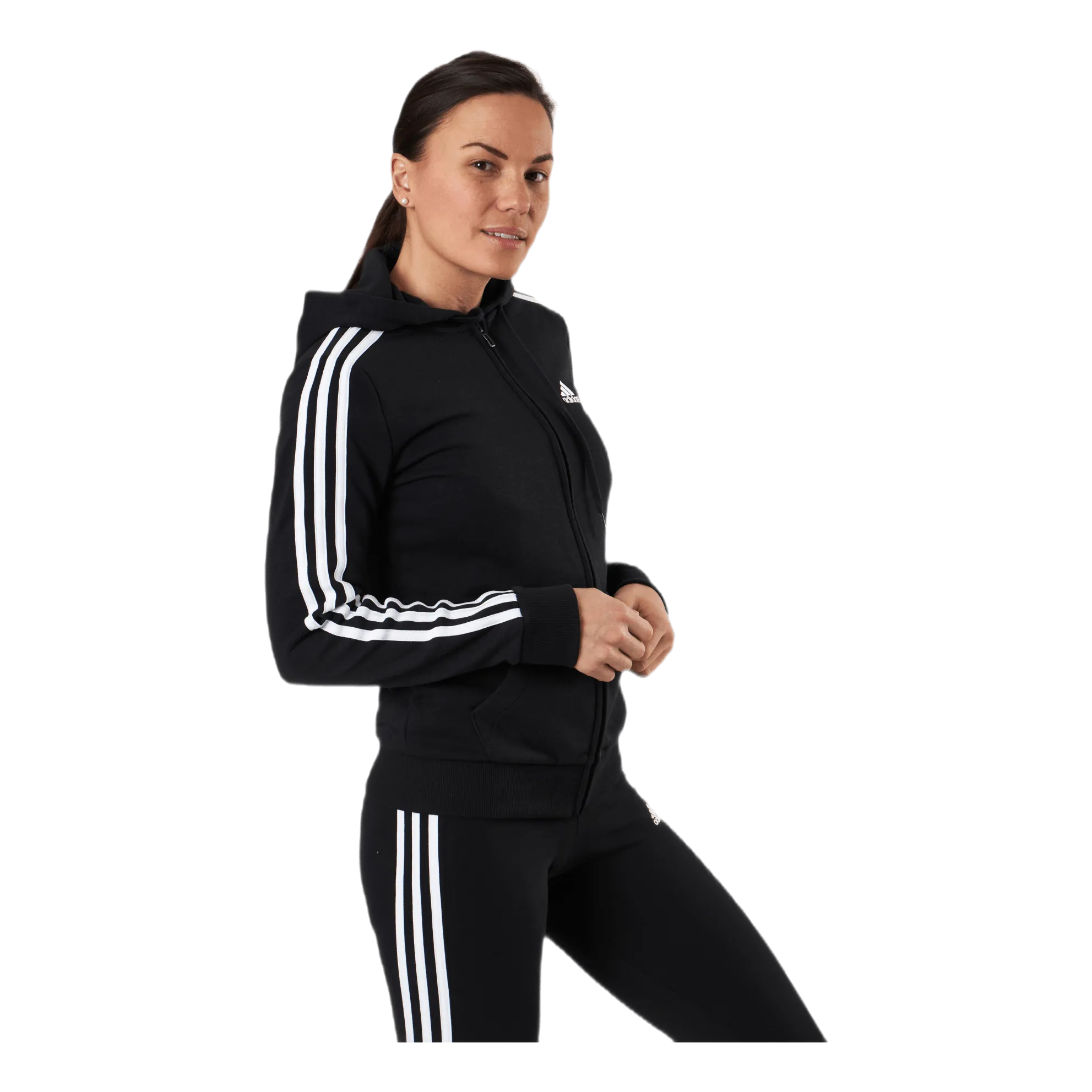 ADIDAS ESSENTIALS FULLZIP HOODIE BLACK / WHITE