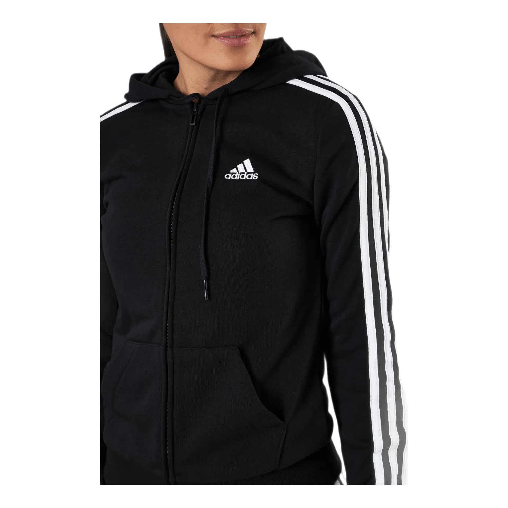 ADIDAS ESSENTIALS FULLZIP HOODIE BLACK / WHITE