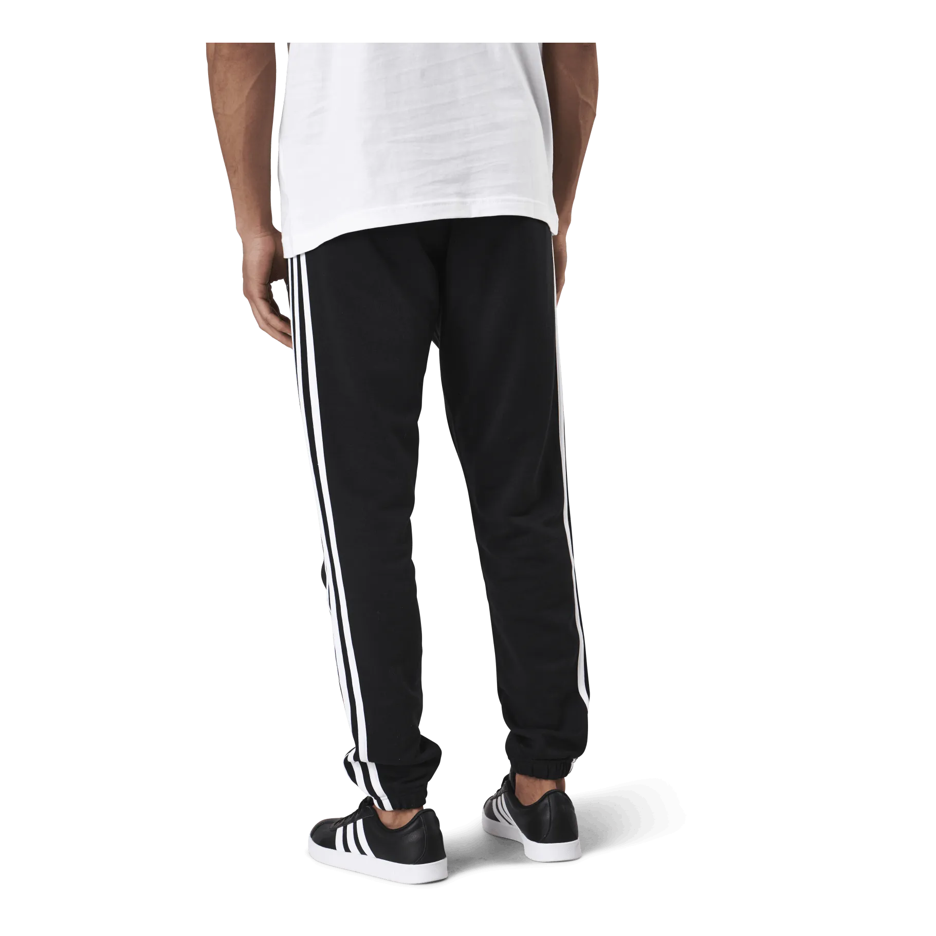Adidas Essentials Tapered Elasticcuff 3 Stripes Pant Black / White
