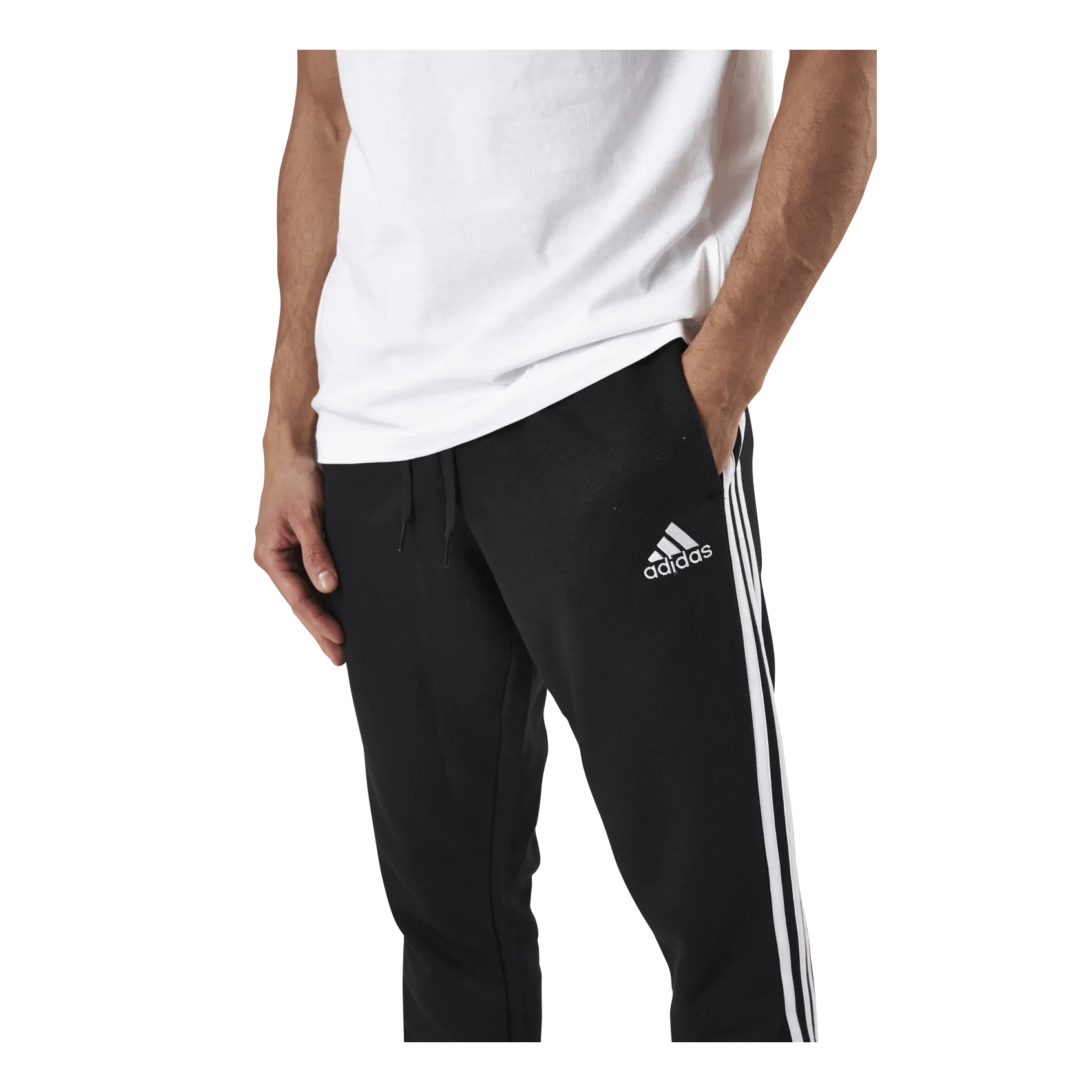 Adidas Essentials Tapered Elasticcuff 3 Stripes Pant Black / White