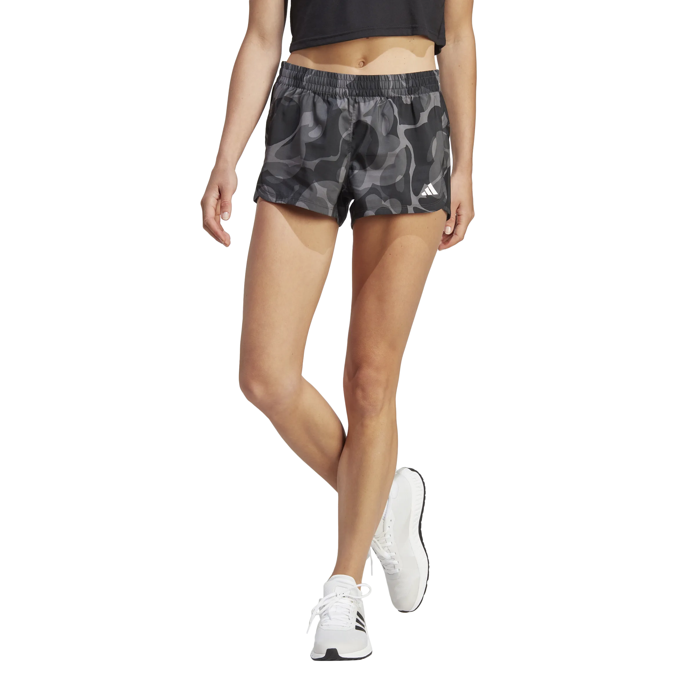 ADIDAS PACER TRAIN ESSENTIALS FLORALPRINT WOVEN SHORTS BLACK