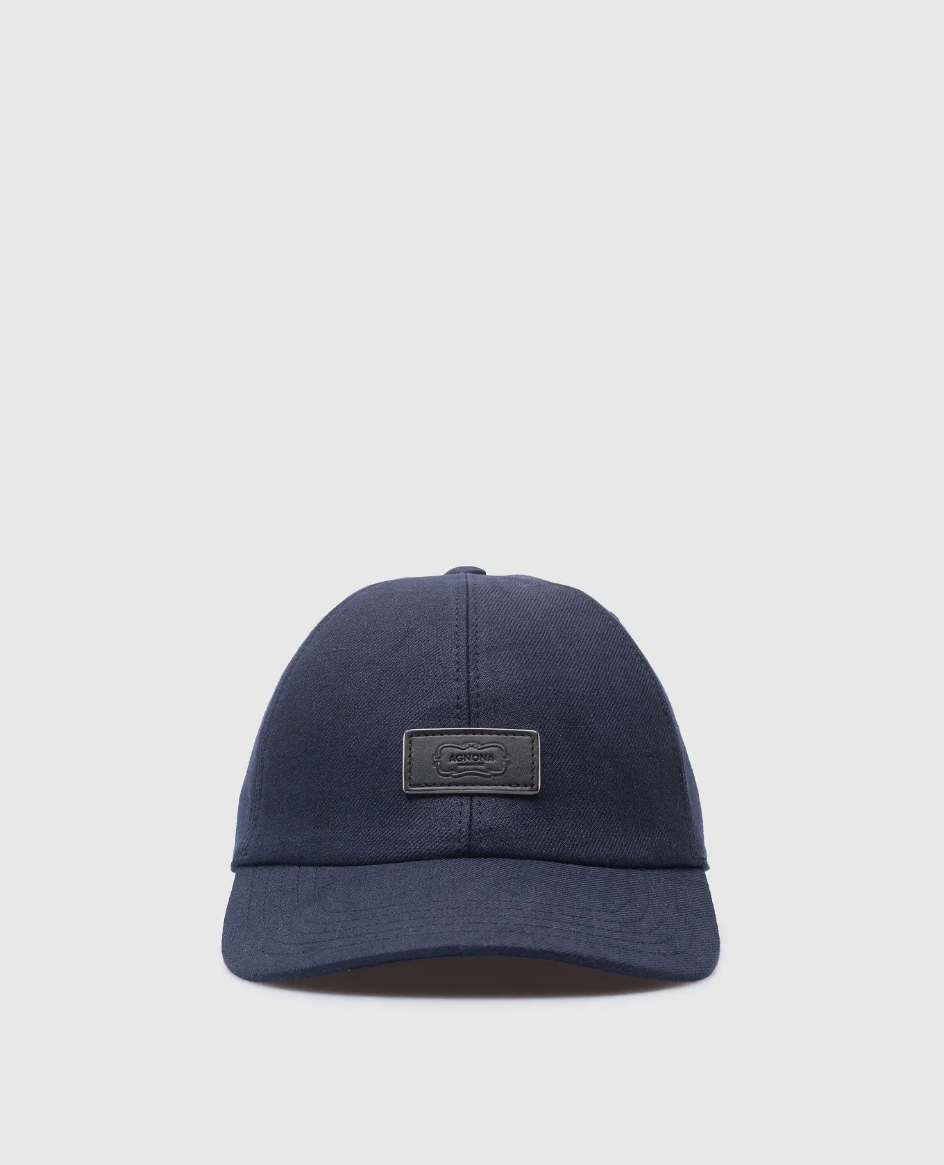 Agnona Blue linen cap with logo patch