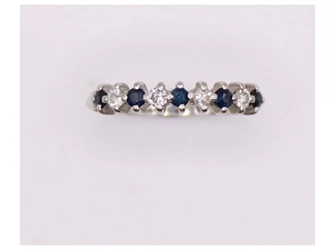 Autre Marque Alianza de oro blanco 750%o engastado con zafiros y diamantes Hardware de plata 