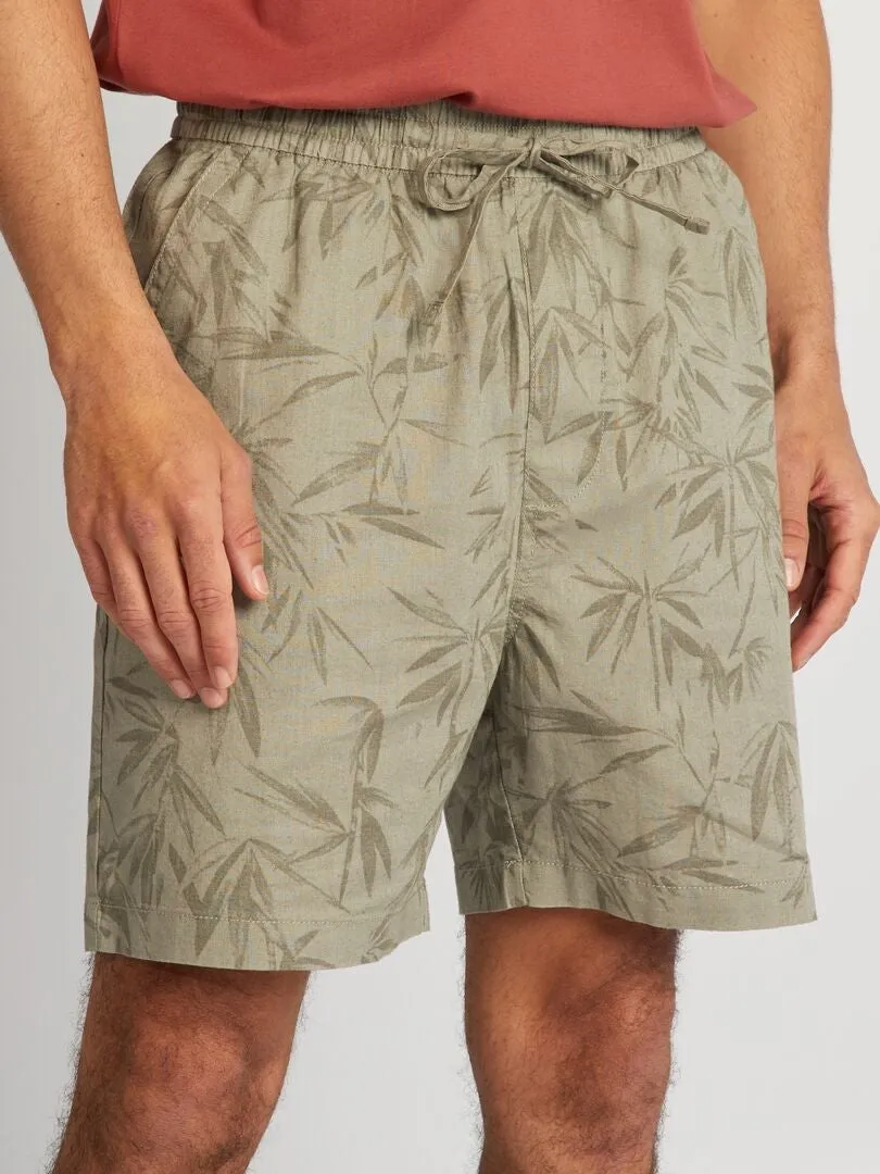 BERMUDAS ESTAMPADAS DE MEZCLA DE LINO  KAKI