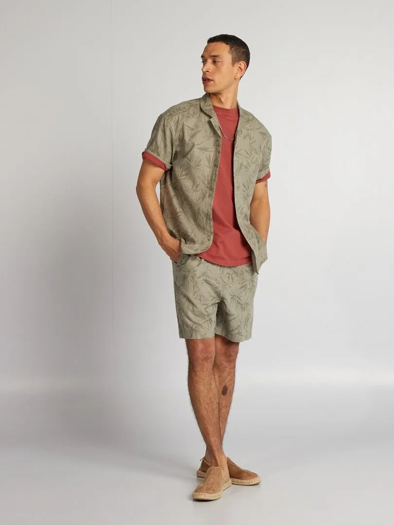 BERMUDAS ESTAMPADAS DE MEZCLA DE LINO  KAKI