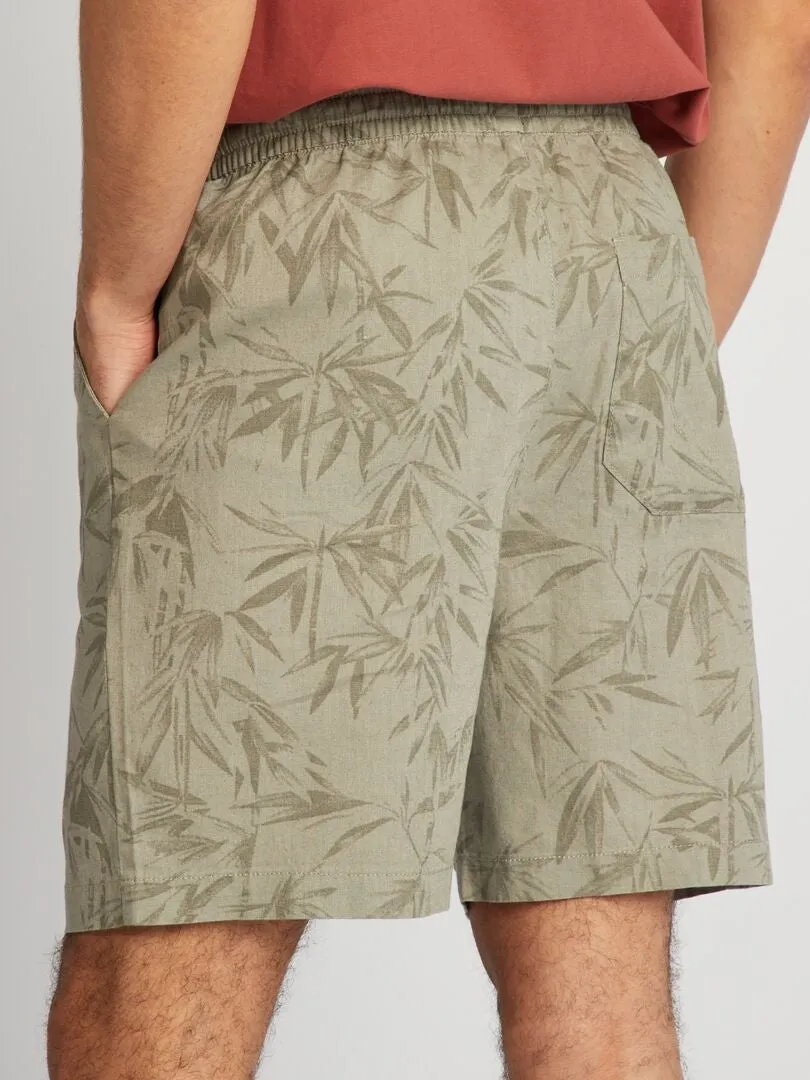 BERMUDAS ESTAMPADAS DE MEZCLA DE LINO  KAKI