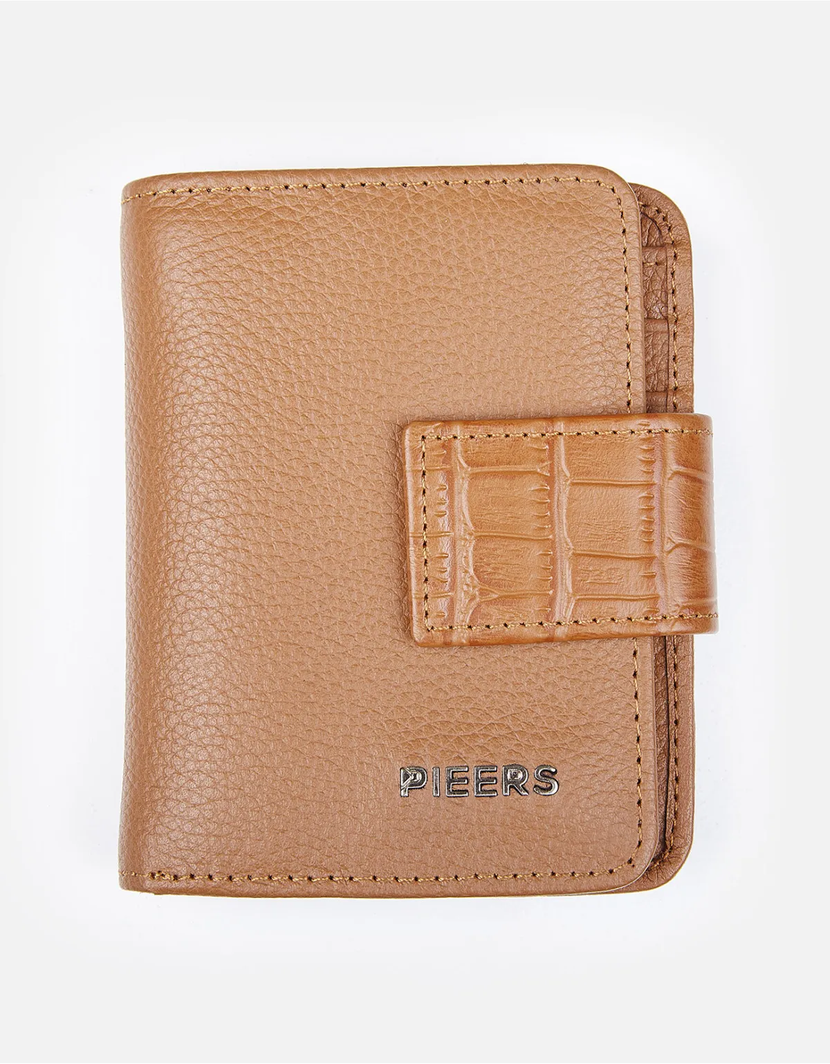 Billetera de cuero marrón para mujer