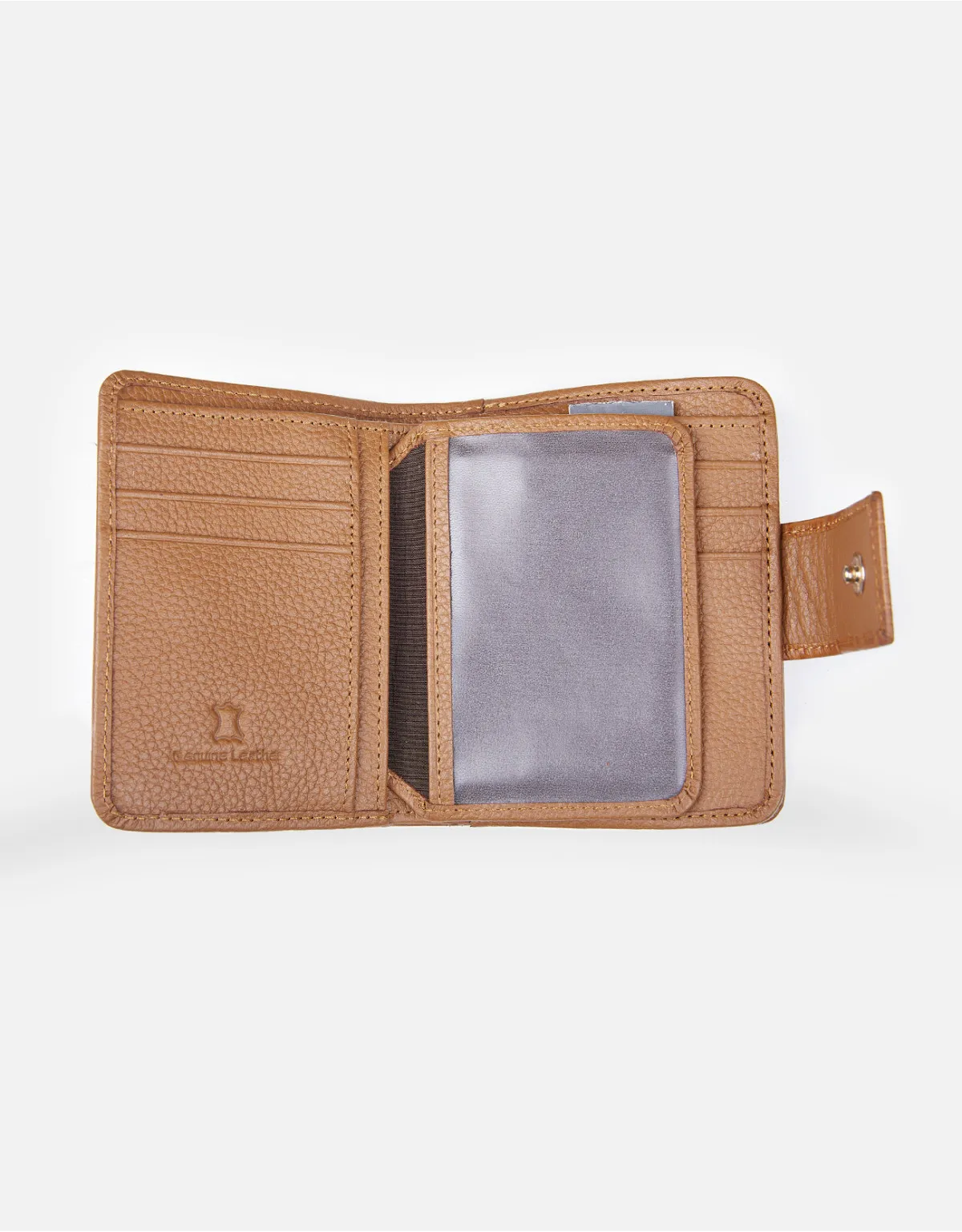 Billetera de cuero marrón para mujer