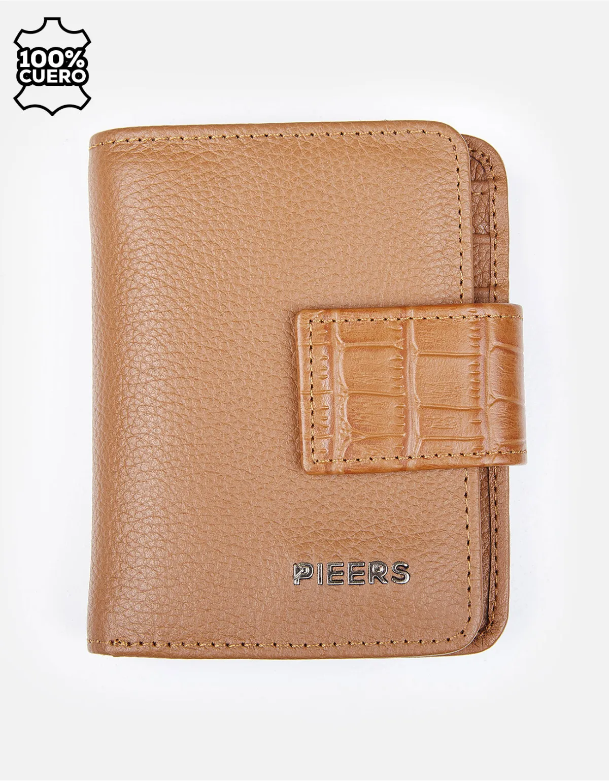 Billetera de cuero marrón para mujer