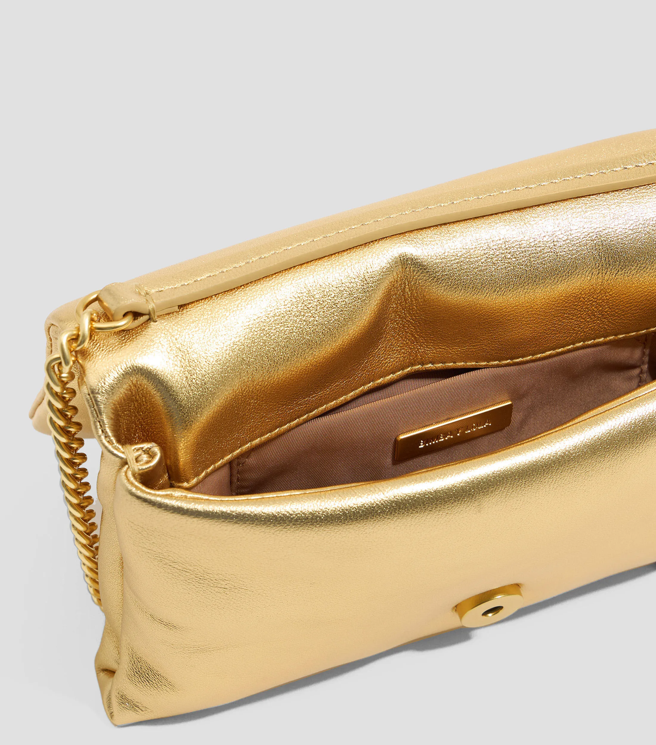 Bimba y Lola Bolso solapa mini piel napa oro Mujer