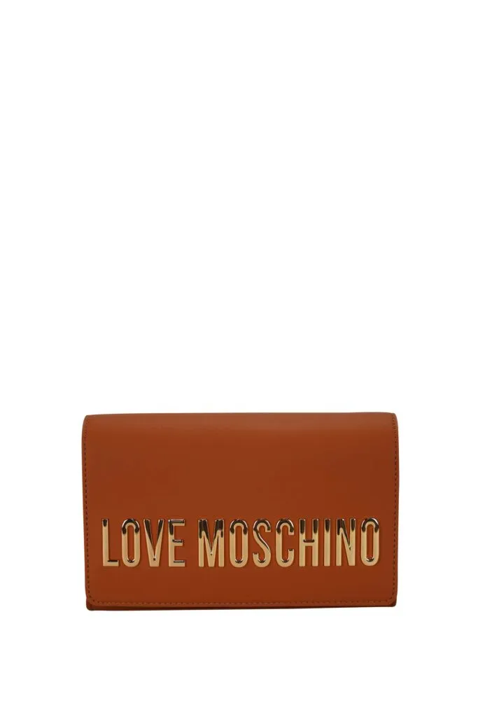 Bolso bandolera marrón con cadena y maxilogo 