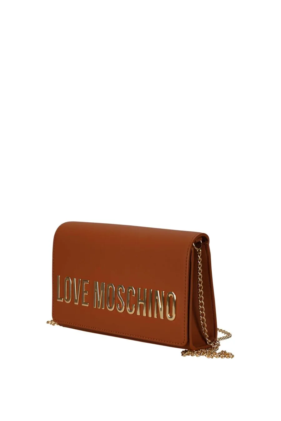 Bolso bandolera marrón con cadena y maxilogo 