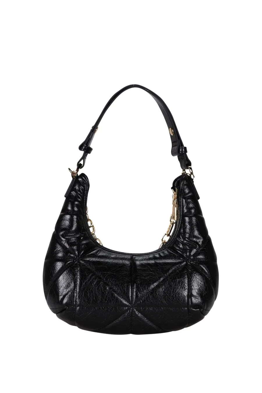 Bolso de hombro negro con bandolera extraíble y cadena dorada