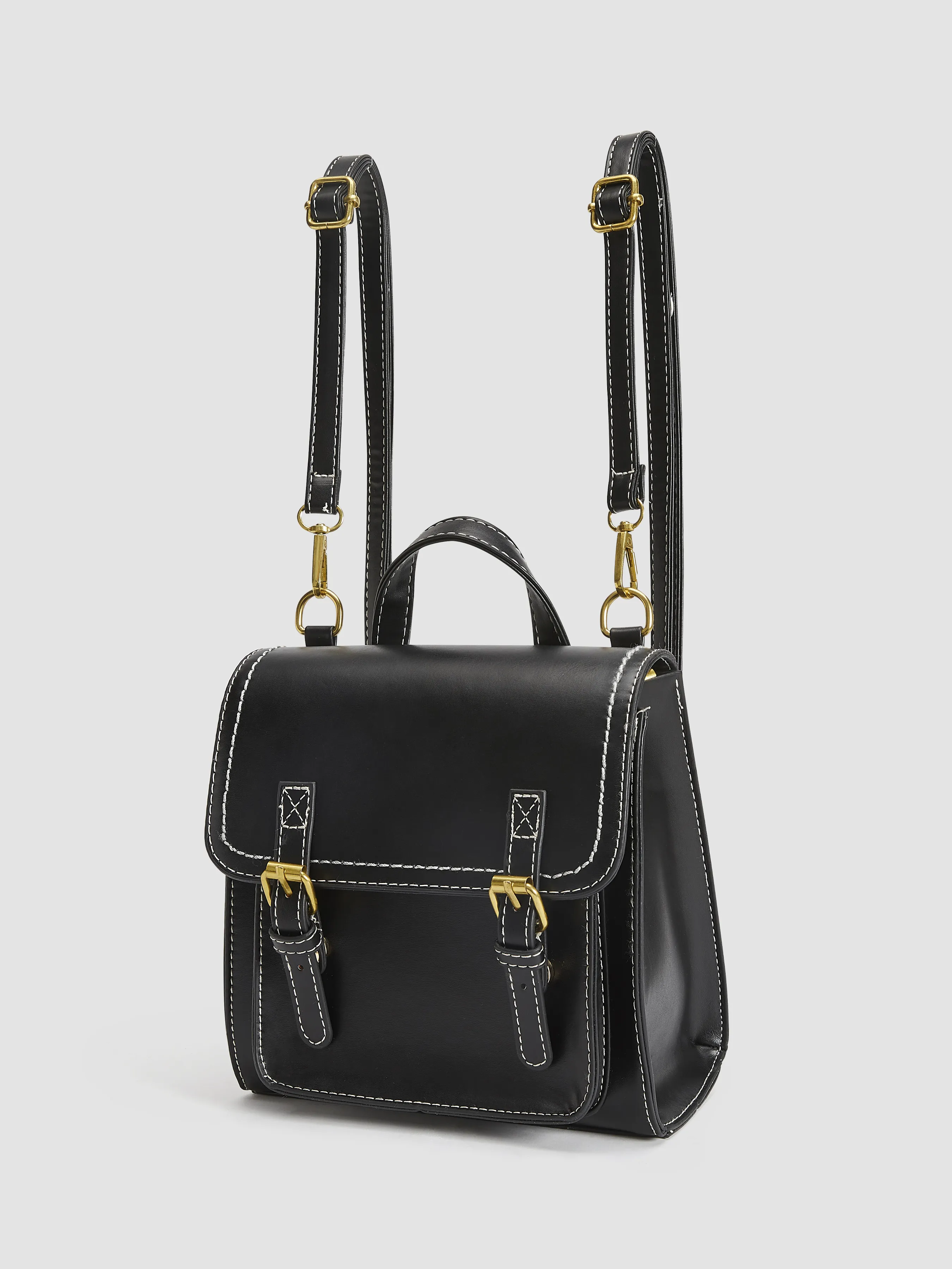  Bolso de Mano con Asa de Cuero Sintético Sólido Messenger