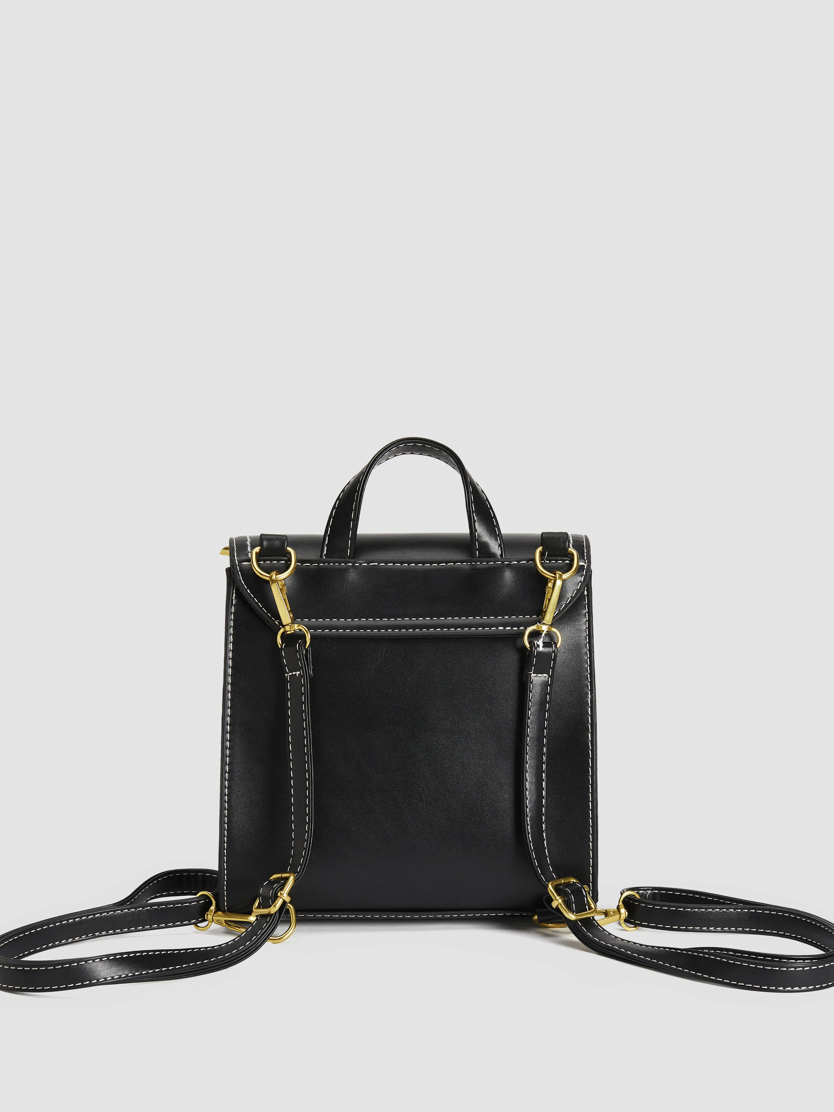  Bolso de Mano con Asa de Cuero Sintético Sólido Messenger