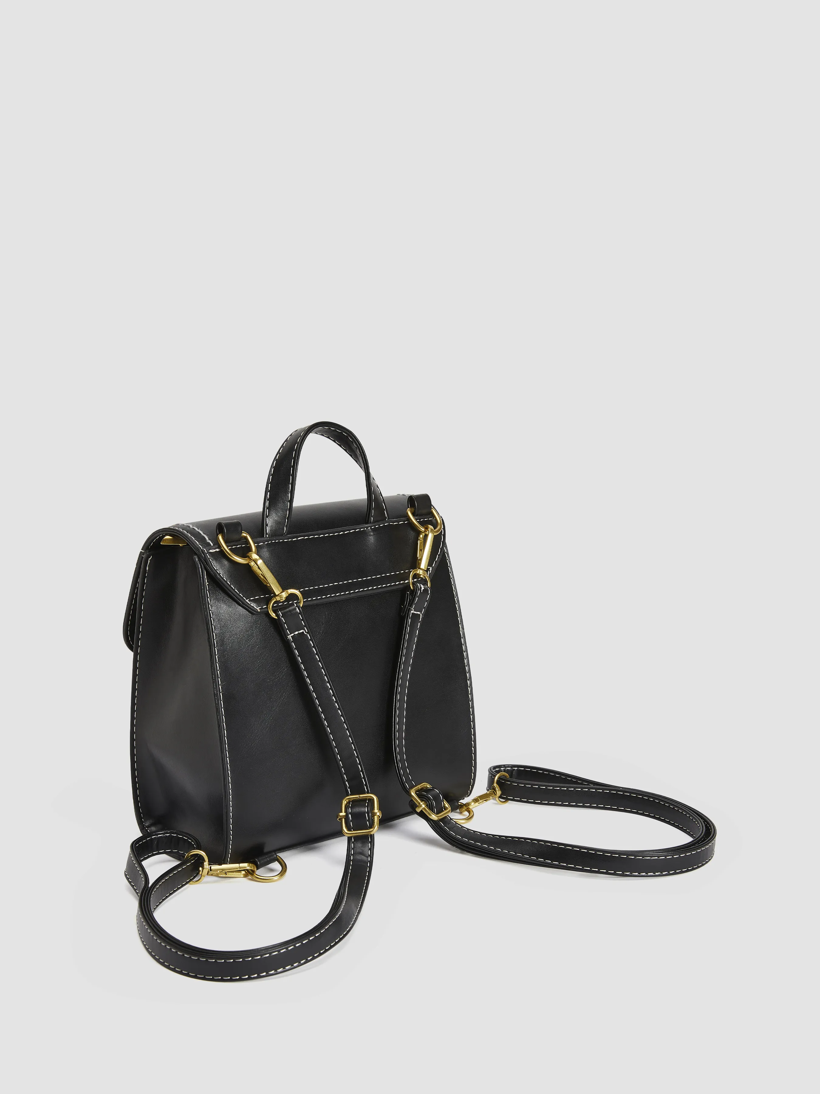  Bolso de Mano con Asa de Cuero Sintético Sólido Messenger