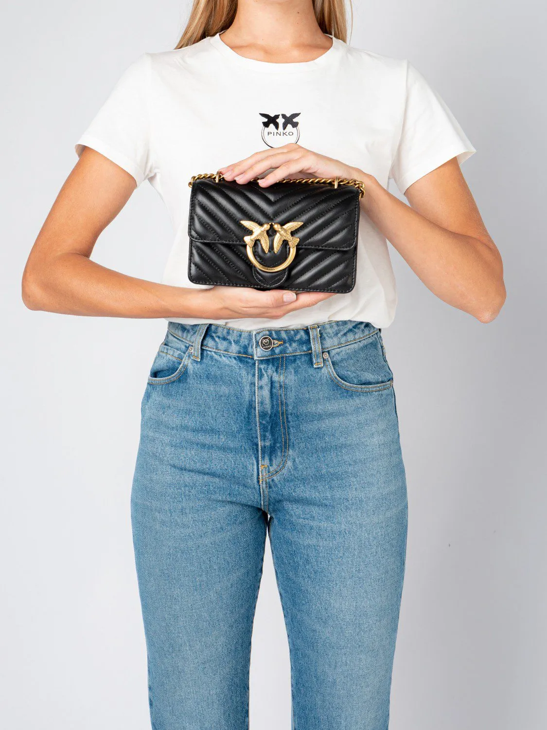 BOLSO LOVE MINI ICON CHEVRON PINKO