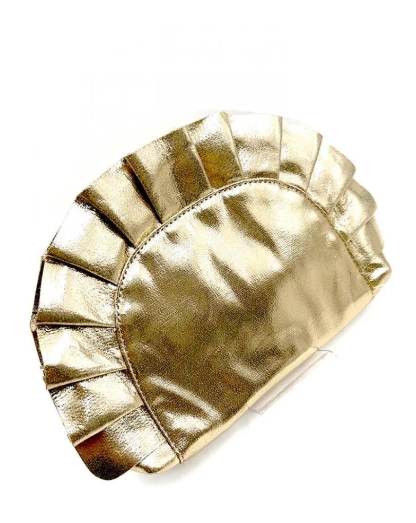 BOLSOS DE FIESTA Y BODA DORADOS PRECIOSO DISEÑO DE ABANICO