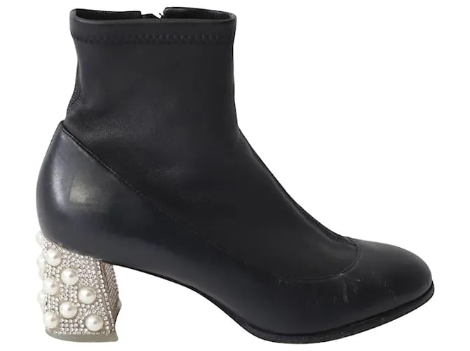 Botines con tacón adornado Sophia Webster en cuero negro 