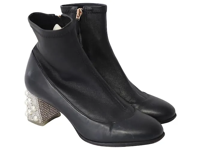 Botines con tacón adornado Sophia Webster en cuero negro 