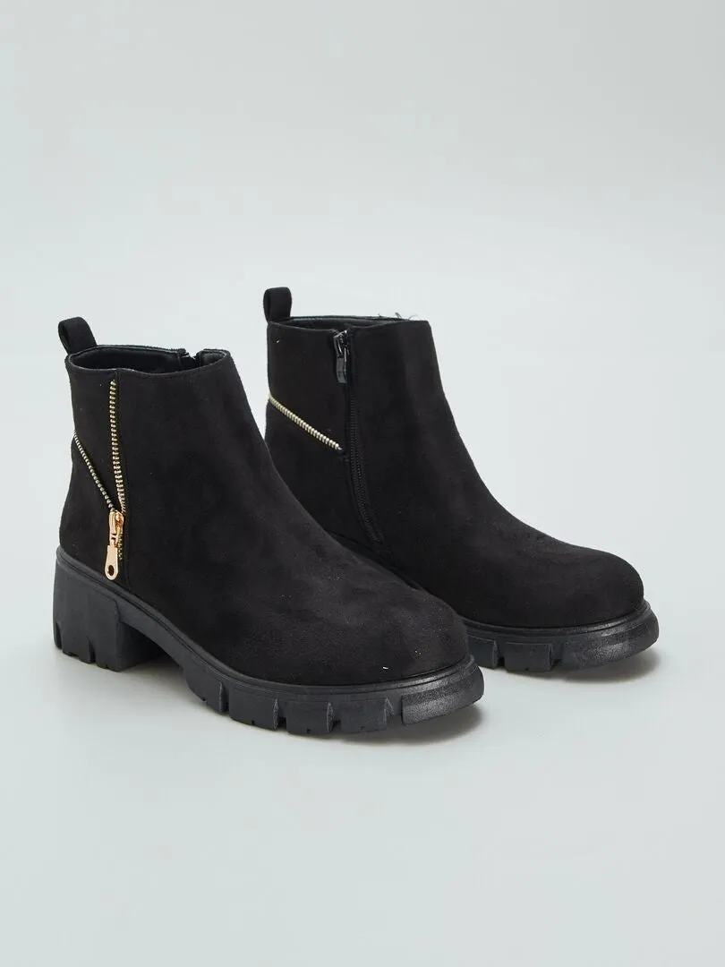 BOTINES DE ANTELINA CON CIERRE  NEGRO