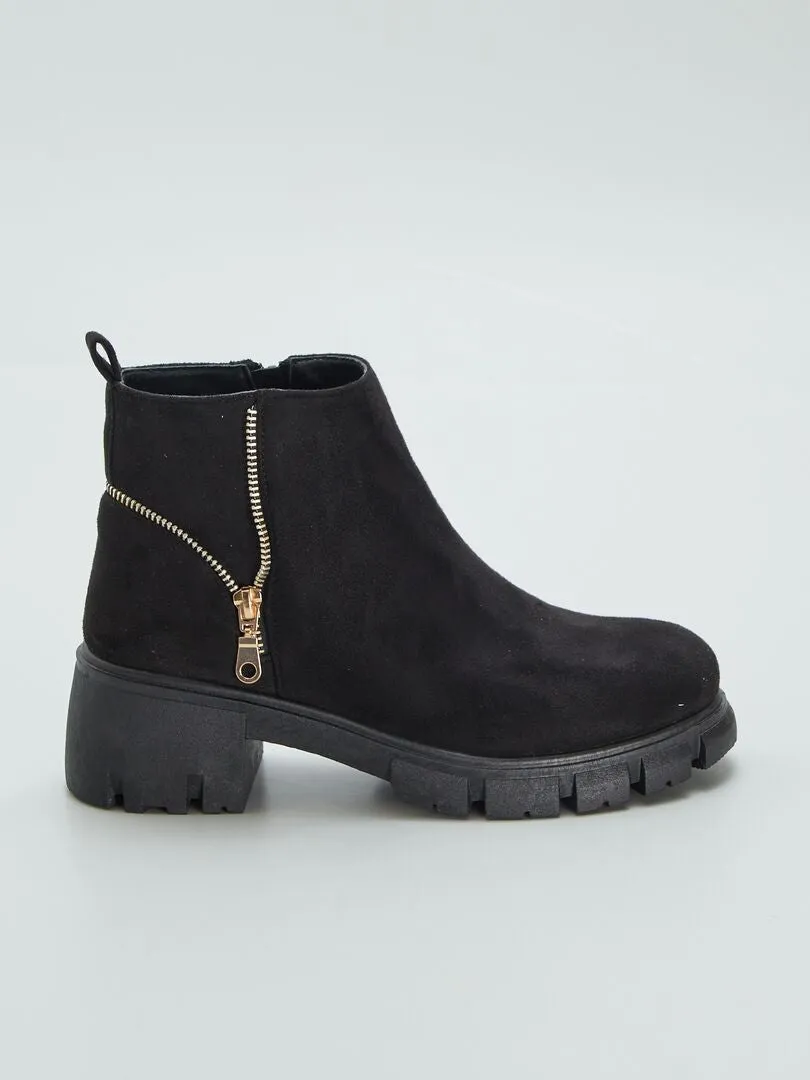 BOTINES DE ANTELINA CON CIERRE  NEGRO