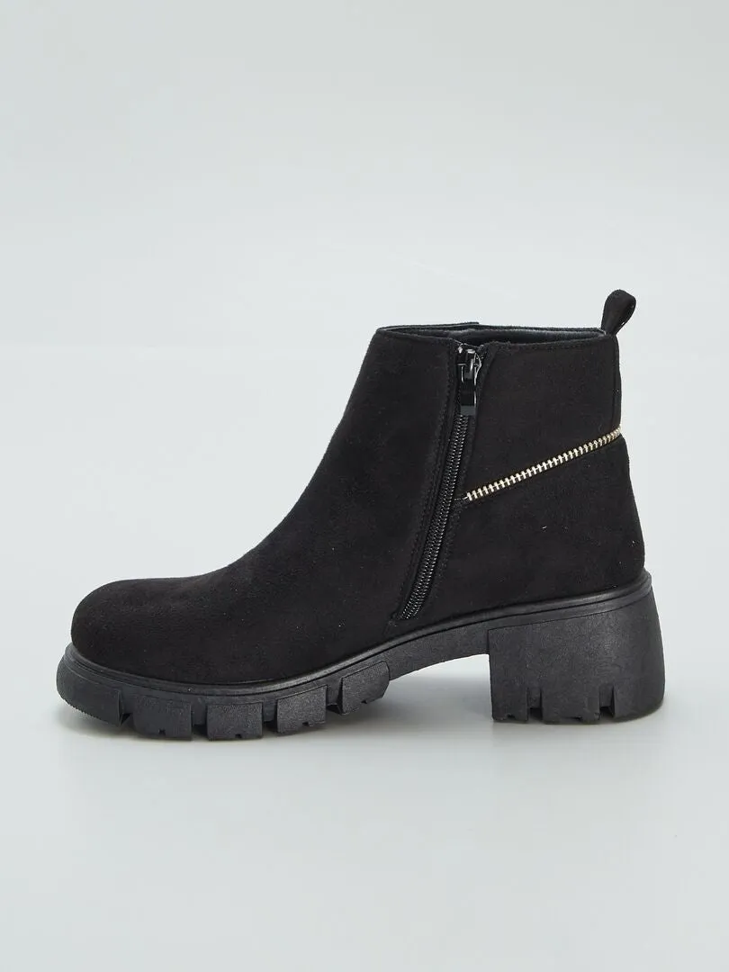 BOTINES DE ANTELINA CON CIERRE  NEGRO