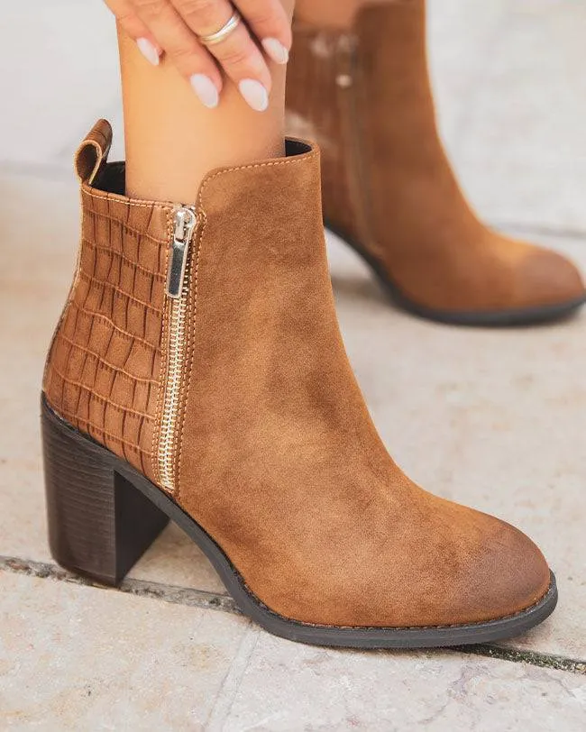 BOTINES DE MUJER EN COLOR CAMEL CON TACóN  EMILIE