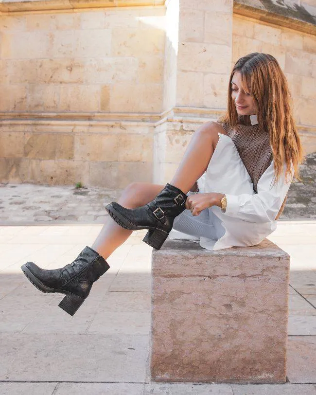 BOTINES DE MUJER NEGROS CON TACóN  ALIENOR