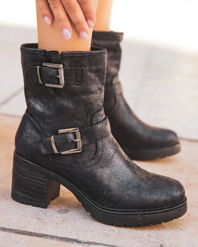 BOTINES DE MUJER NEGROS CON TACóN  ALIENOR