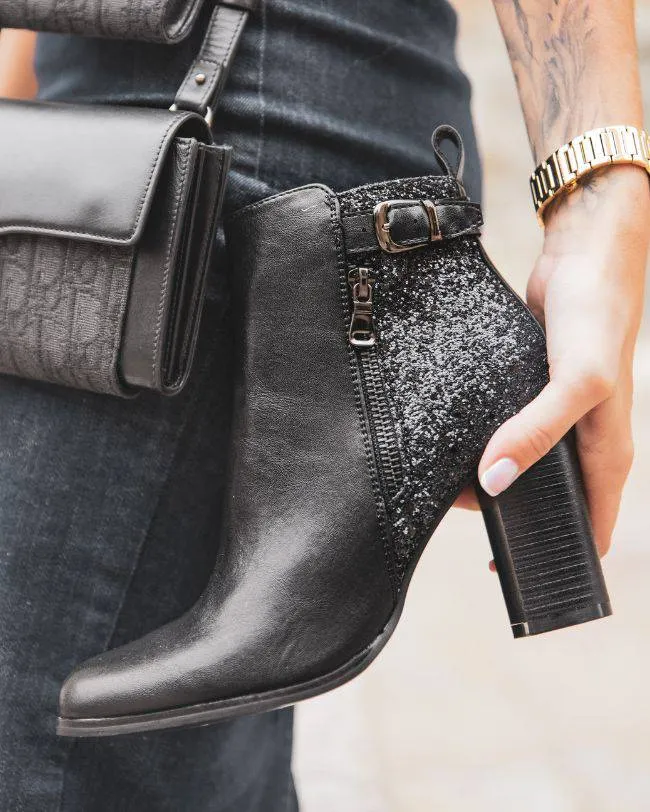 BOTINES DE MUJER NEGROS CON TACóN  LOUISA