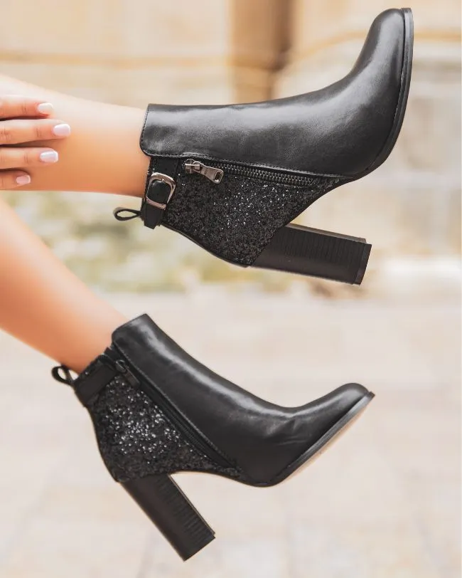 BOTINES DE MUJER NEGROS CON TACóN  LOUISA