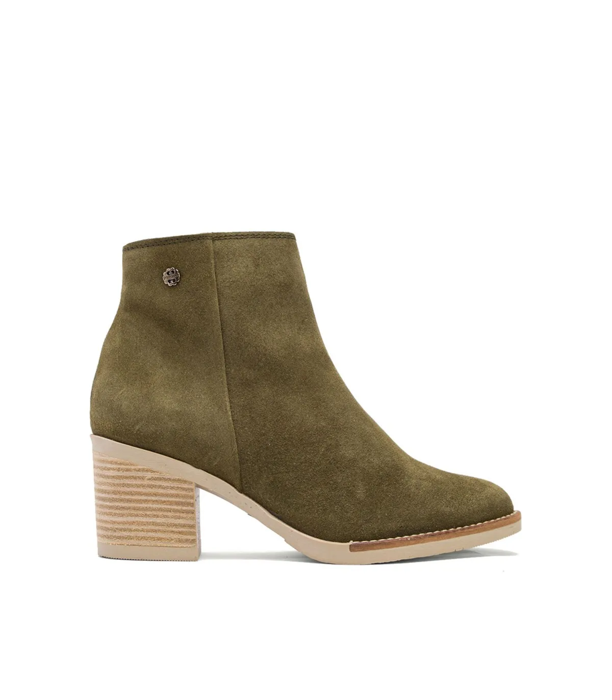 BOTINES DE TACÓN KAKI CON CREMALLERA NALA