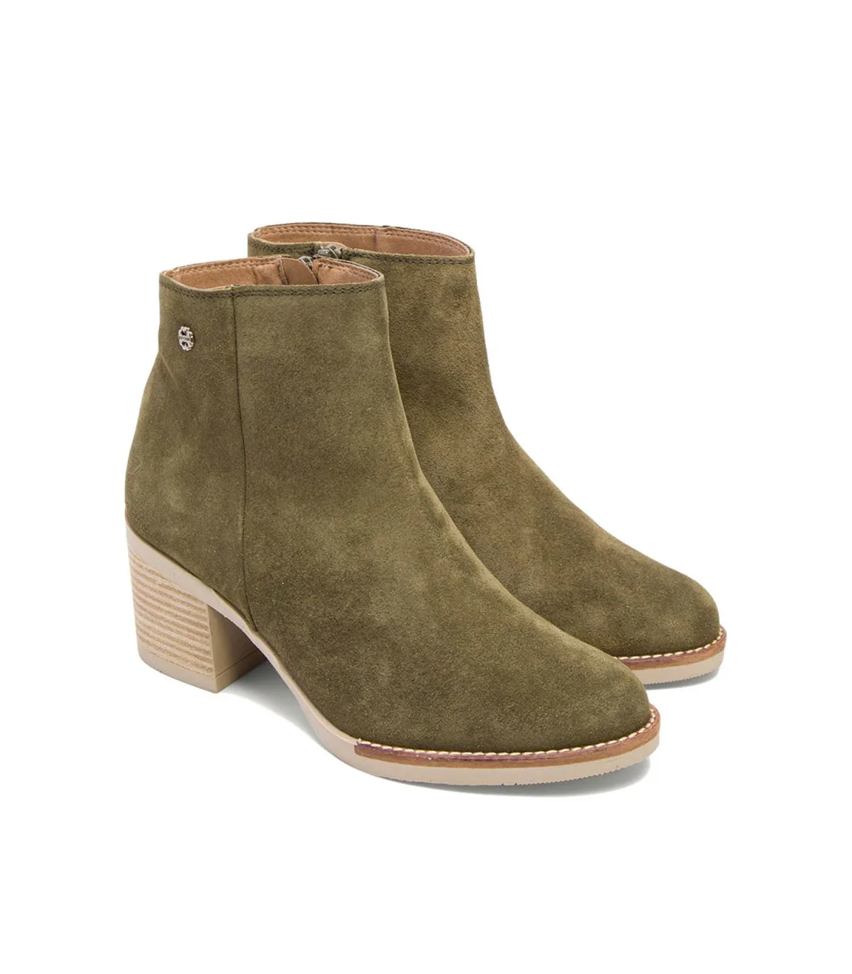 BOTINES DE TACÓN KAKI CON CREMALLERA NALA