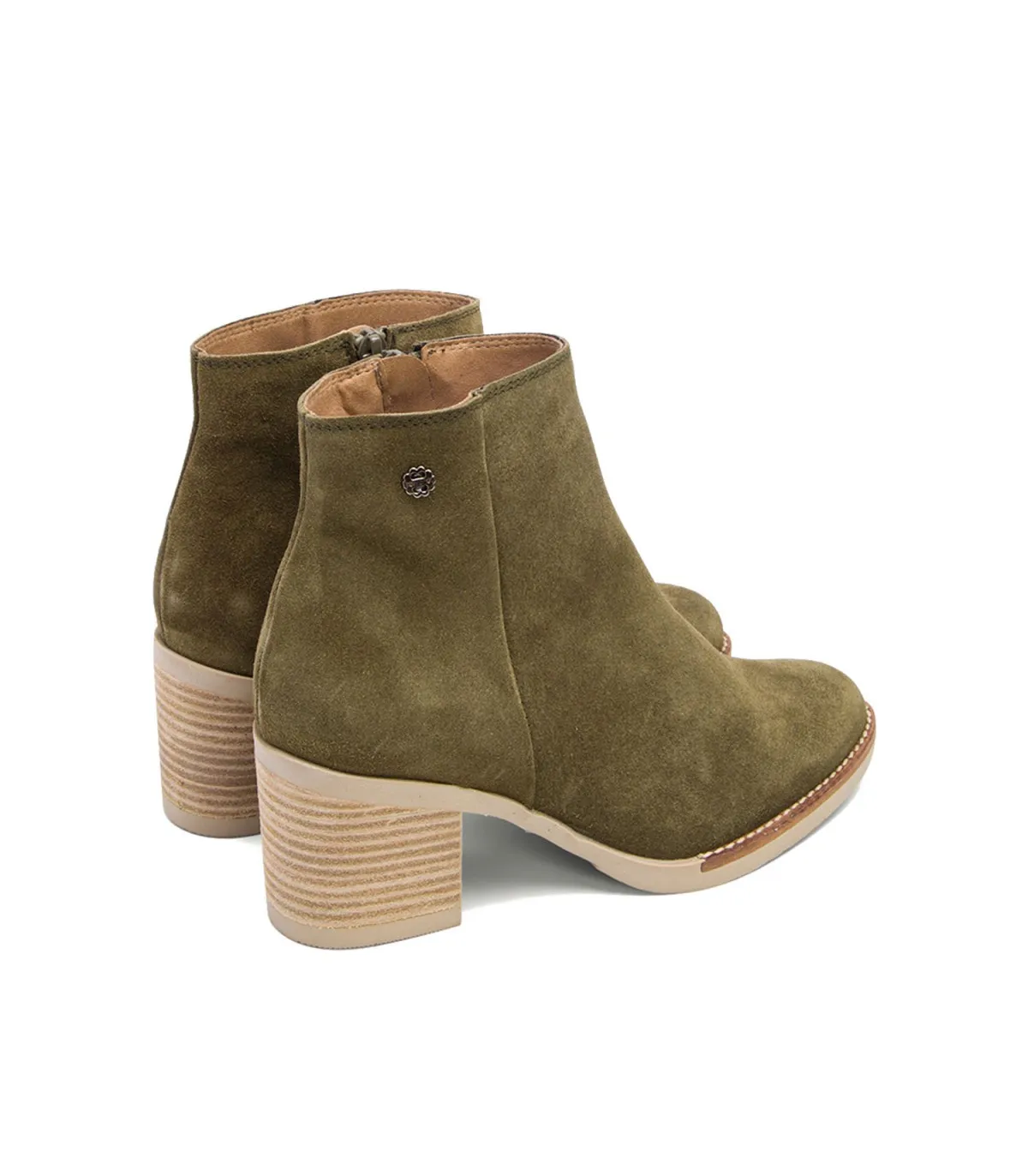 BOTINES DE TACÓN KAKI CON CREMALLERA NALA