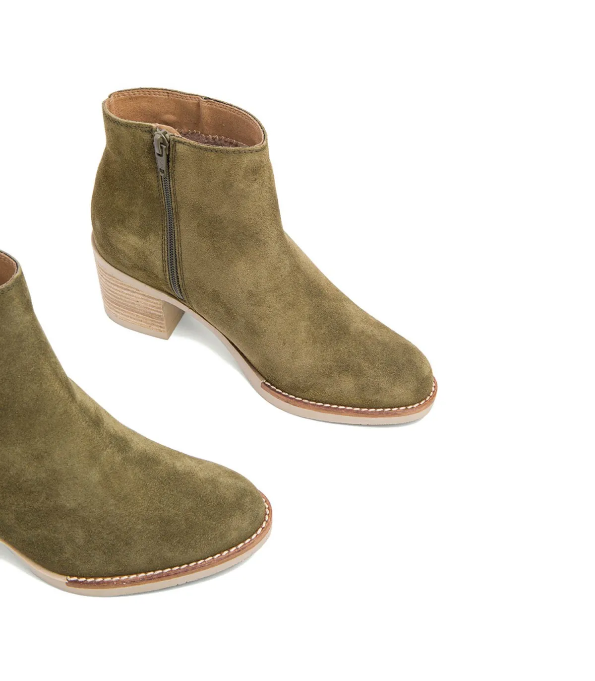 BOTINES DE TACÓN KAKI CON CREMALLERA NALA