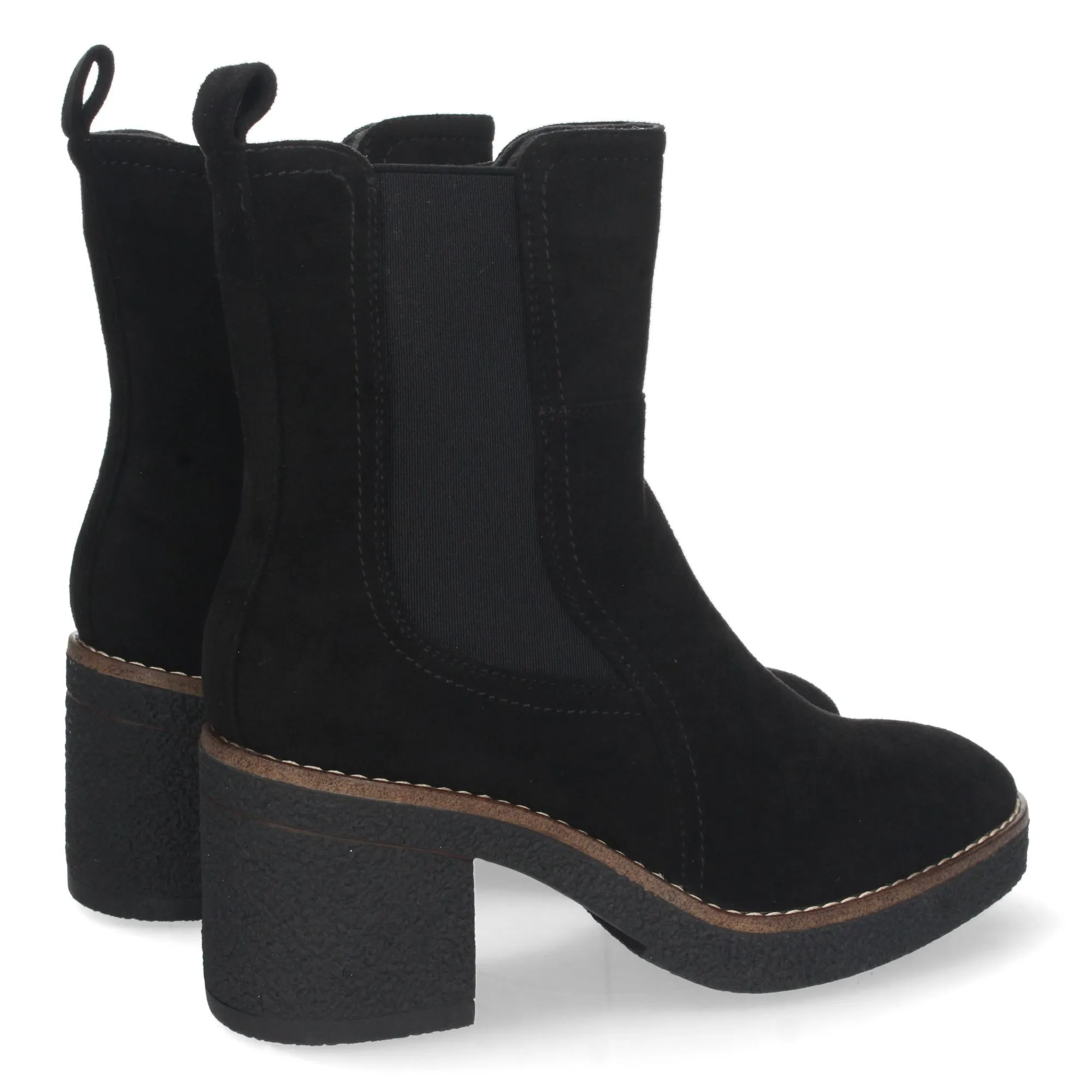 Botines de tacón medio cierre elástico mujer color negro
