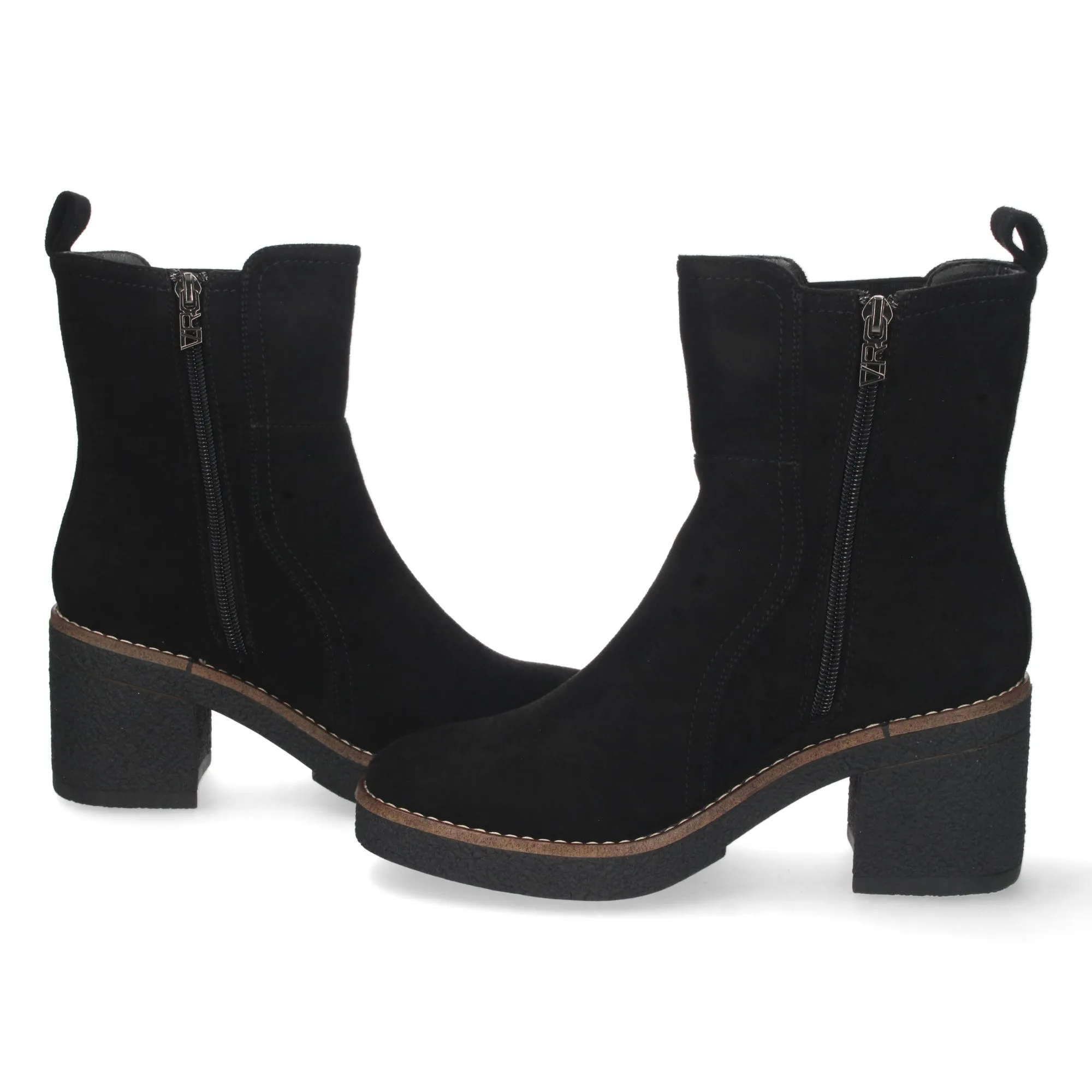 Botines de tacón medio cierre elástico mujer color negro