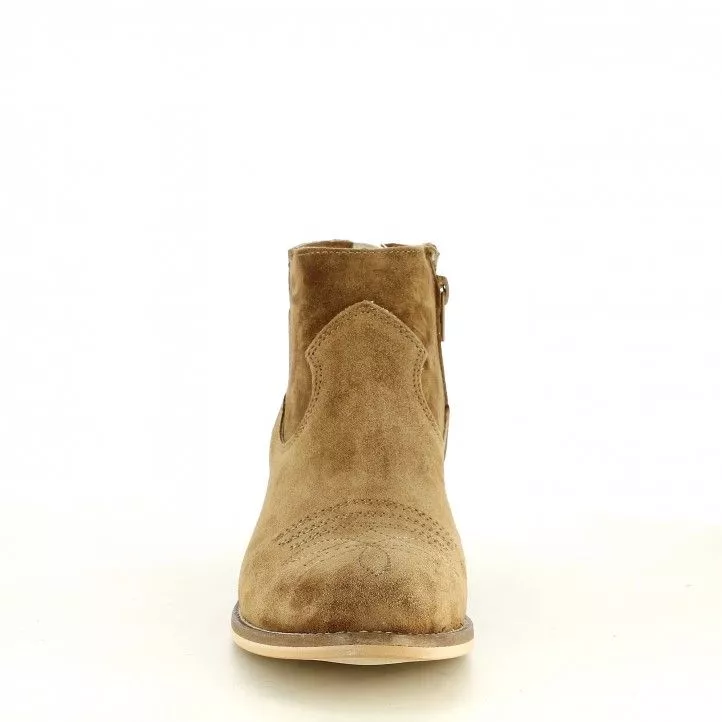 Botines tacón Alpe marrón con bordados jejano cierre cremallera plantilla acolchada