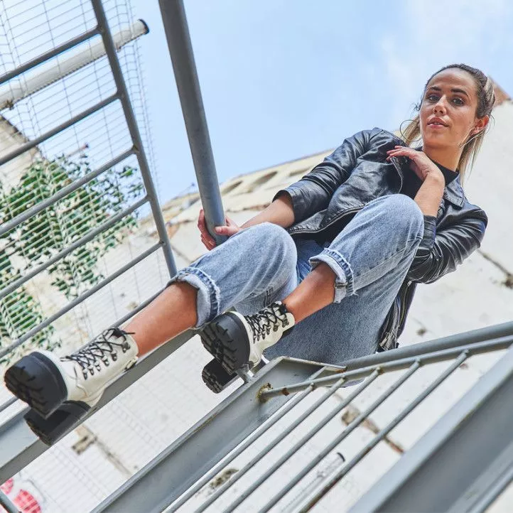 Botines tacón Owel adelaide blancos con cordones