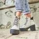 Botines tacón Owel adelaide blancos con cordones