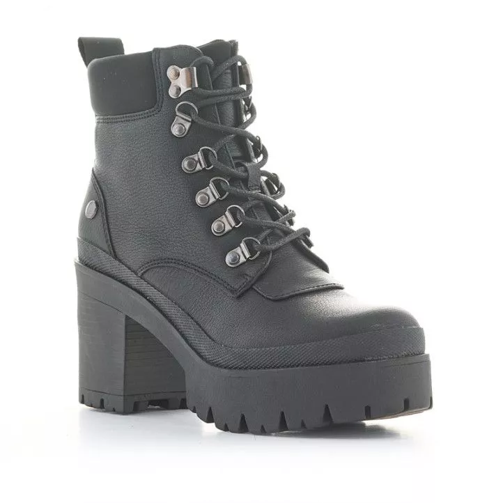 Botines tacón Owel adelaide negros con cordones