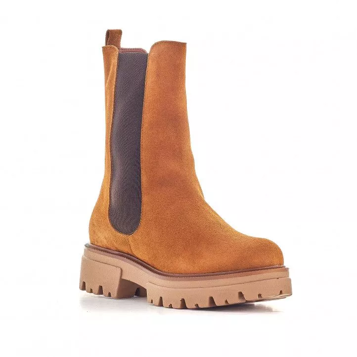 Botines tacón Redlove viveka marrones con serraje y elástico