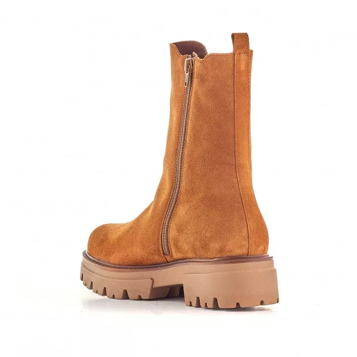 Botines tacón Redlove viveka marrones con serraje y elástico